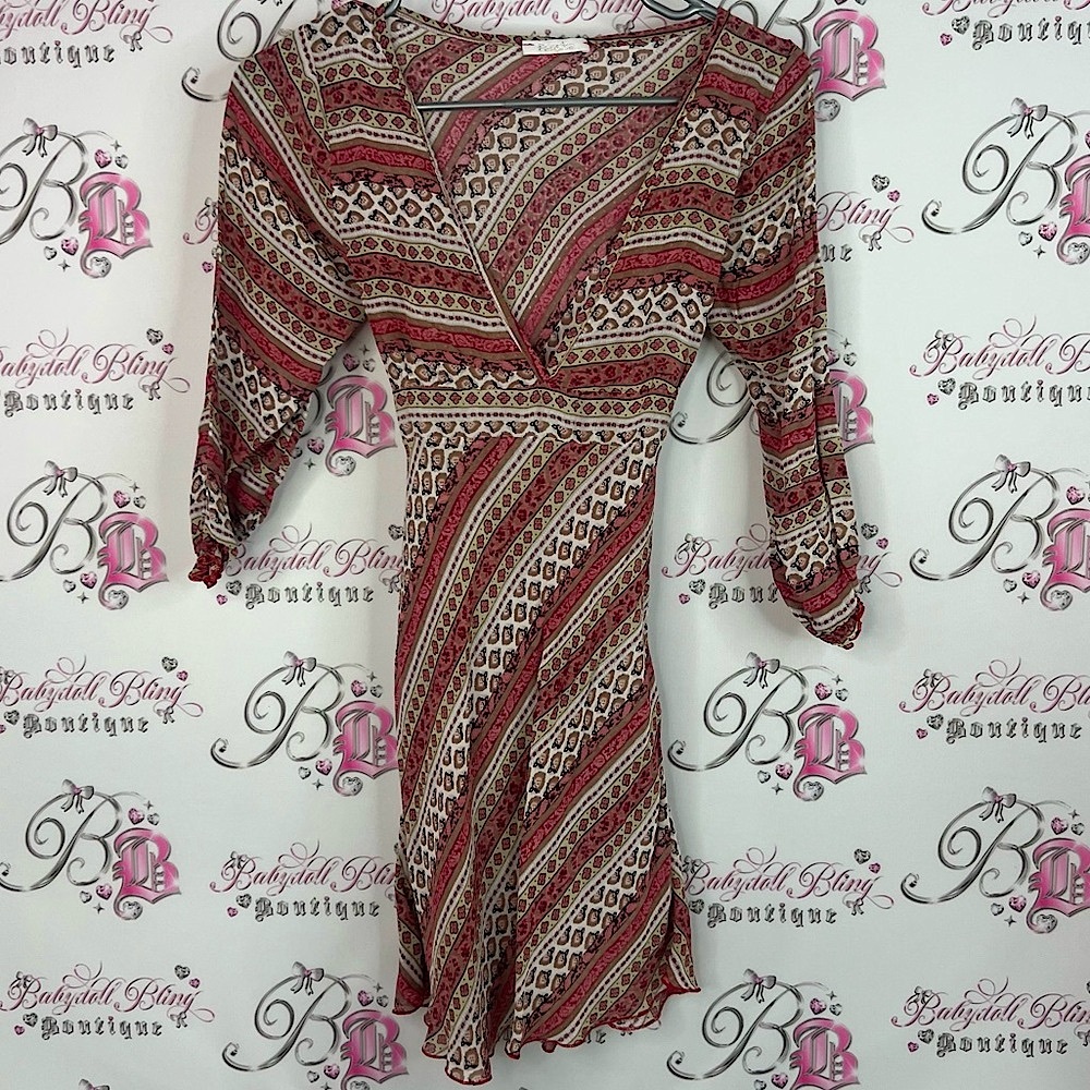 Paquita Dress Made In Italy Paisley Boho Cute Multicolor Long Sleeve Dress